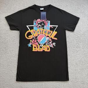 Grateful Dead T Shirt XS Black Steal Your Face Roses Skull Band Tee Junk Food